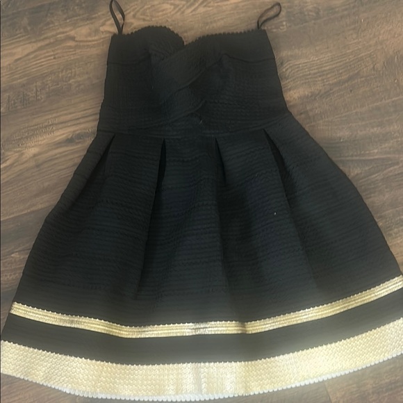 Sans Souci Dresses & Skirts - Sans Souci Black and Gold Strapless Dress